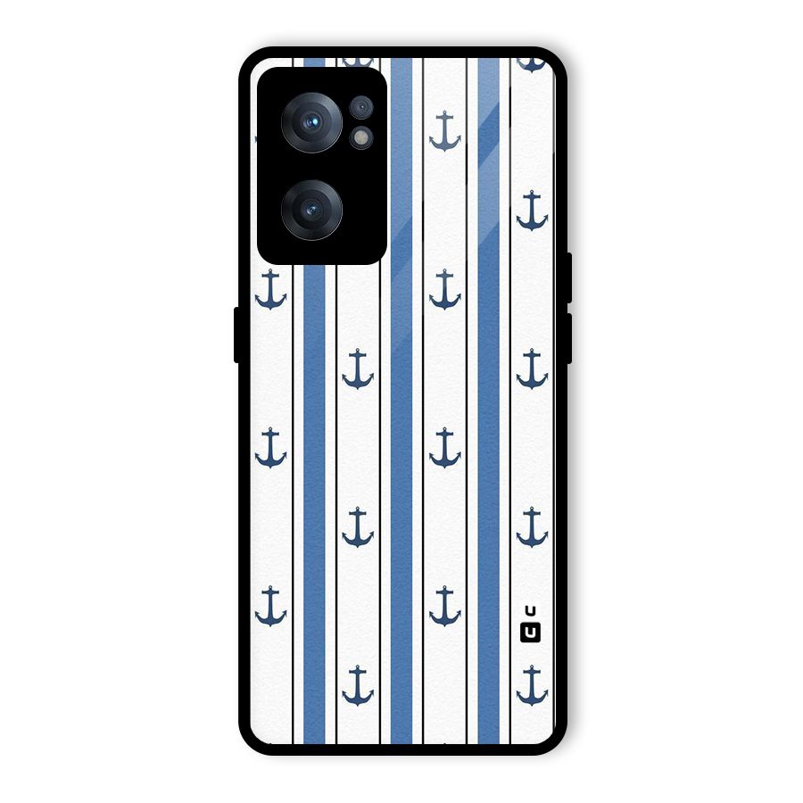 Anchor Stripe Lines Glass Back Case for OnePlus Nord CE 2 5G