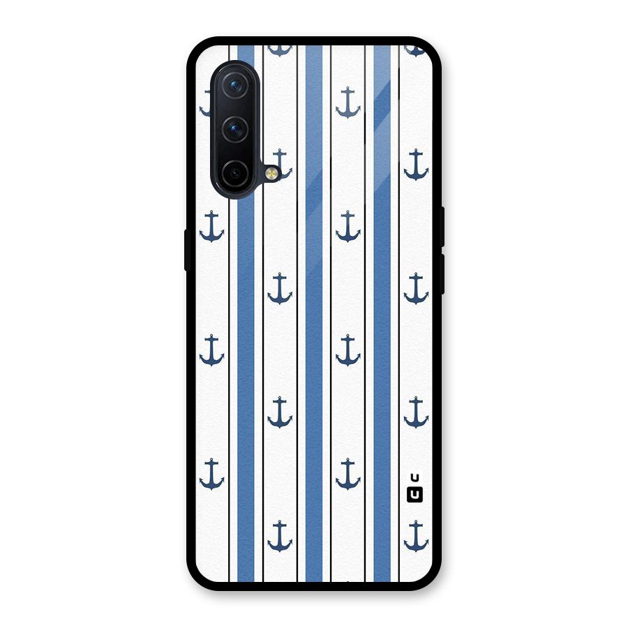 Anchor Stripe Lines Glass Back Case for OnePlus Nord CE 5G