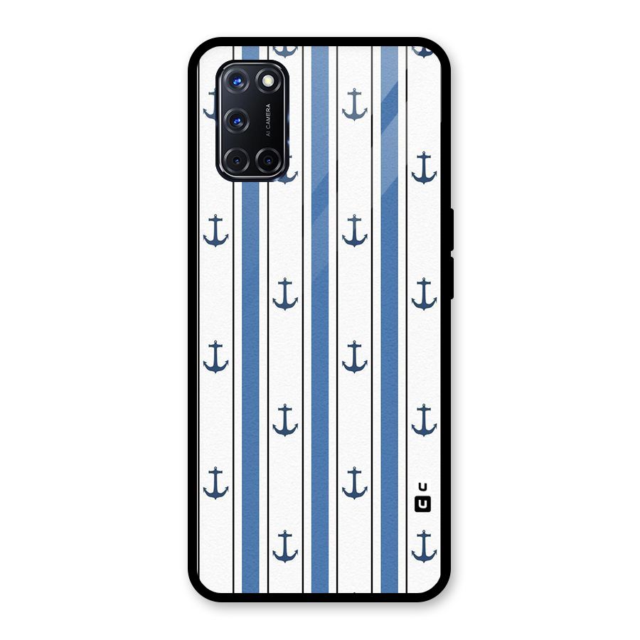 Anchor Stripe Lines Glass Back Case for Oppo A52