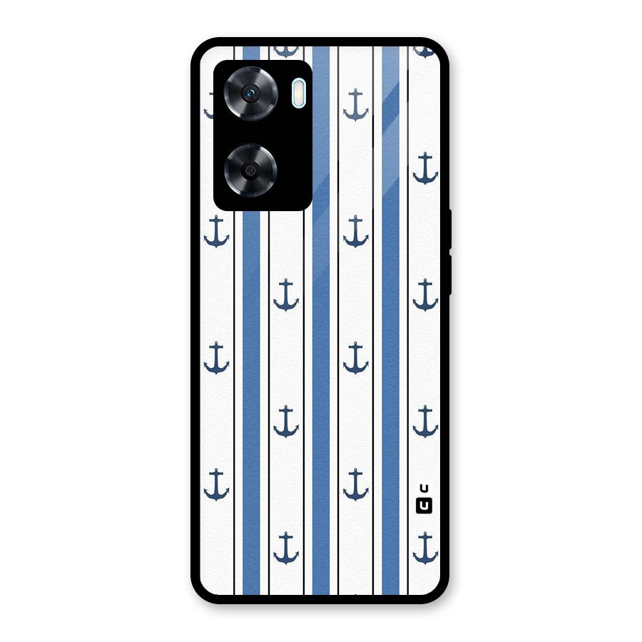 Anchor Stripe Lines Glass Back Case for Oppo A77