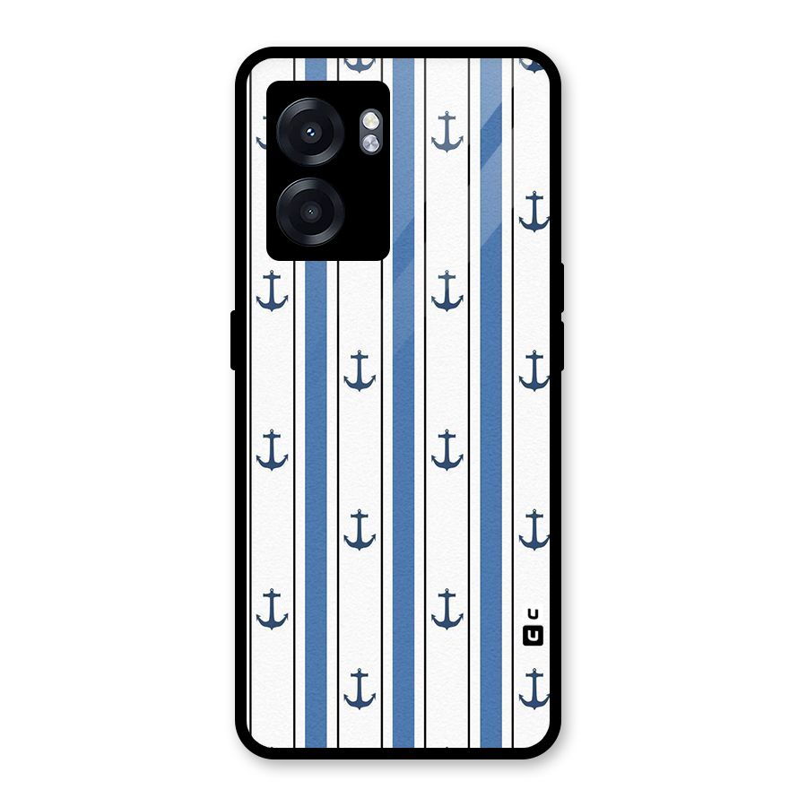 Anchor Stripe Lines Glass Back Case for Oppo K10 (5G)