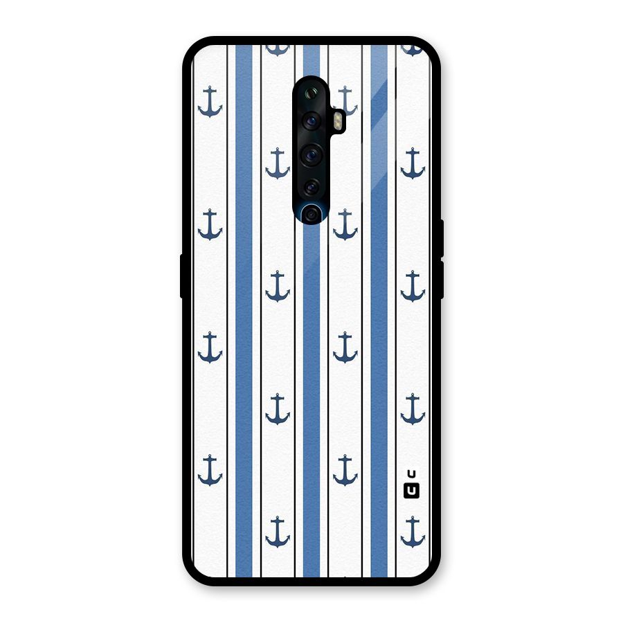Anchor Stripe Lines Glass Back Case for Oppo Reno2 Z