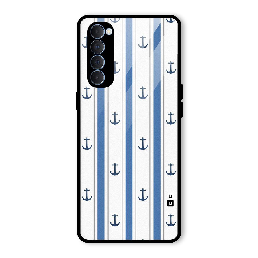 Anchor Stripe Lines Glass Back Case for Oppo Reno4 Pro
