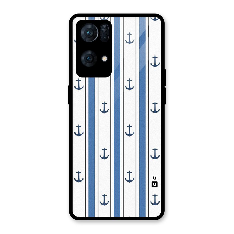 Anchor Stripe Lines Glass Back Case for Oppo Reno7 Pro 5G