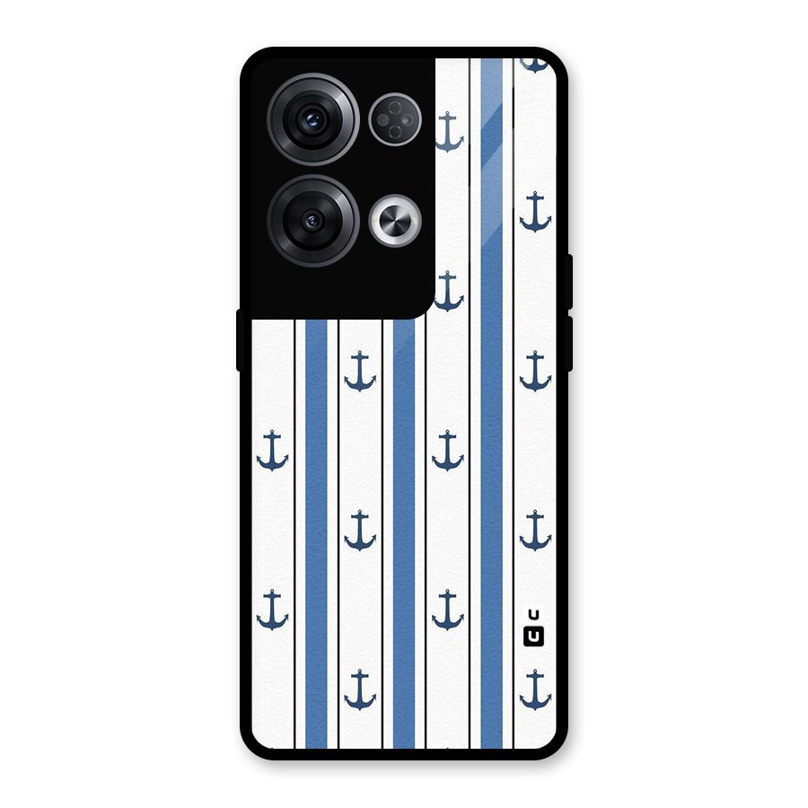 Anchor Stripe Lines Glass Back Case for Oppo Reno8 Pro 5G