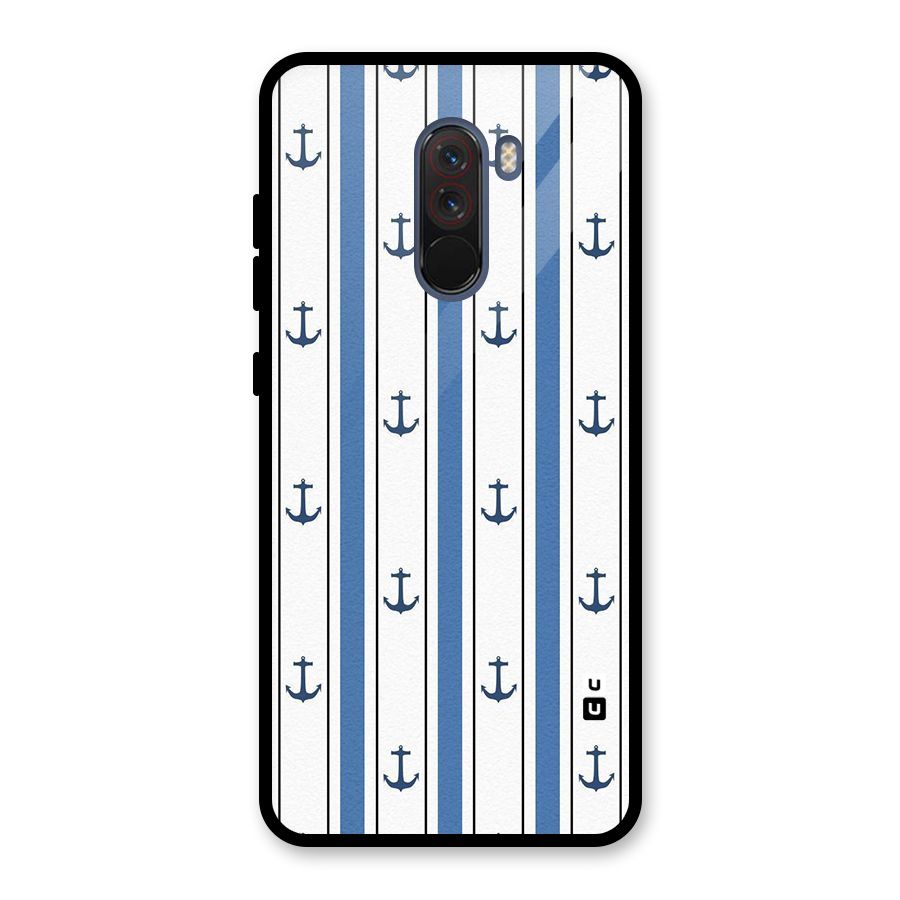 Anchor Stripe Lines Glass Back Case for Poco F1