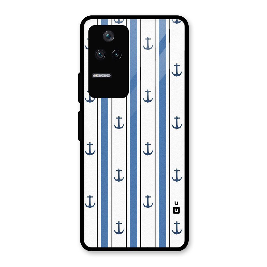 Anchor Stripe Lines Glass Back Case for Poco F4 5G
