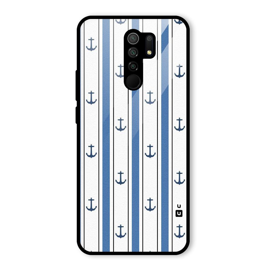 Anchor Stripe Lines Glass Back Case for Poco M2