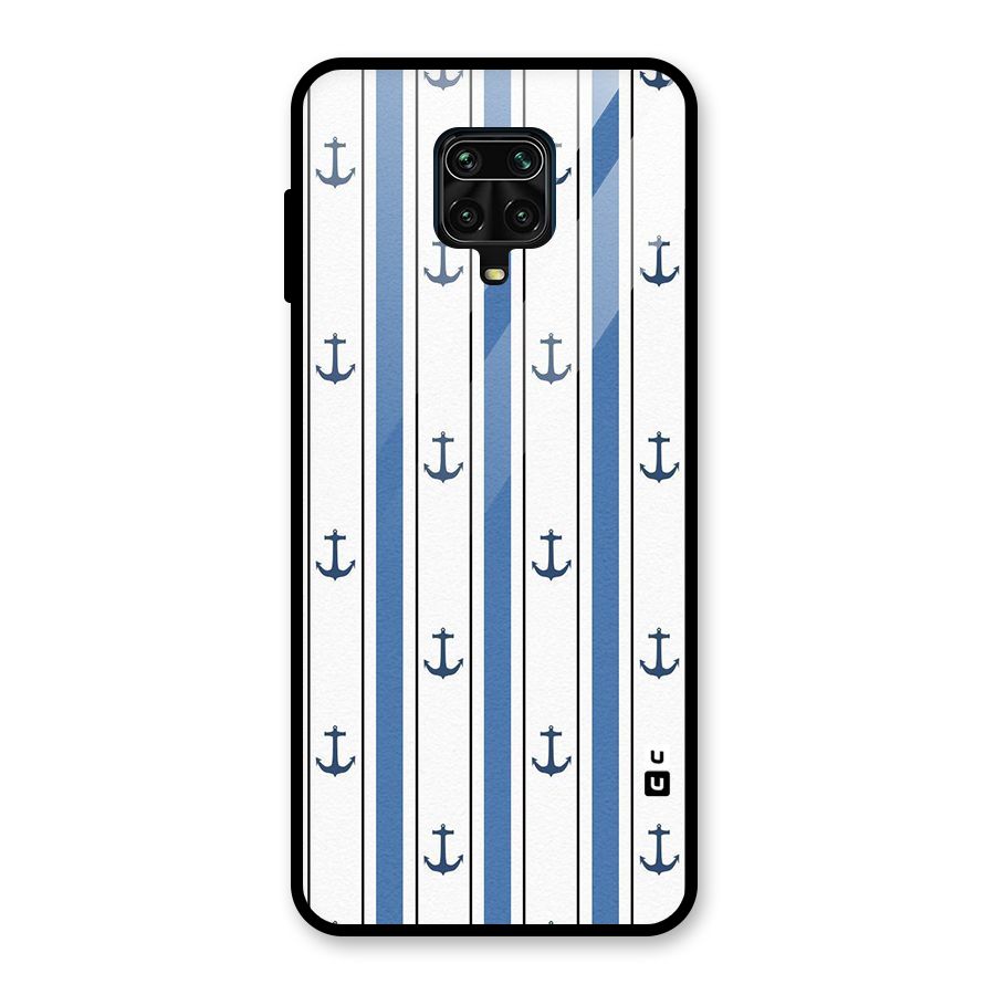 Anchor Stripe Lines Glass Back Case for Poco M2 Pro