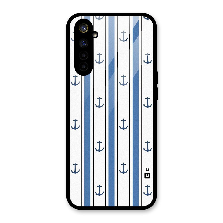 Anchor Stripe Lines Glass Back Case for Realme 6