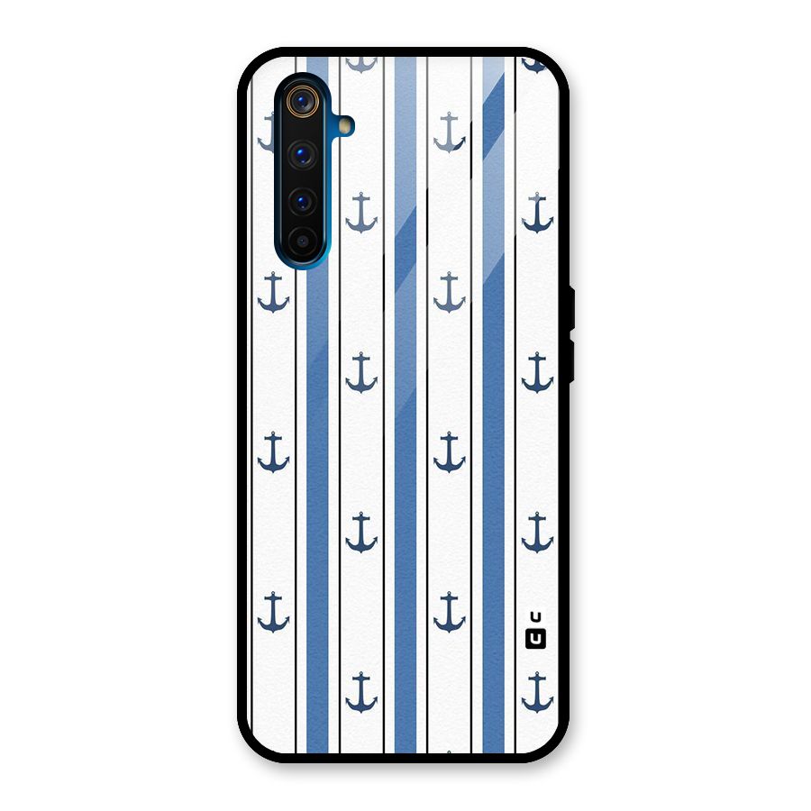 Anchor Stripe Lines Glass Back Case for Realme 6 Pro