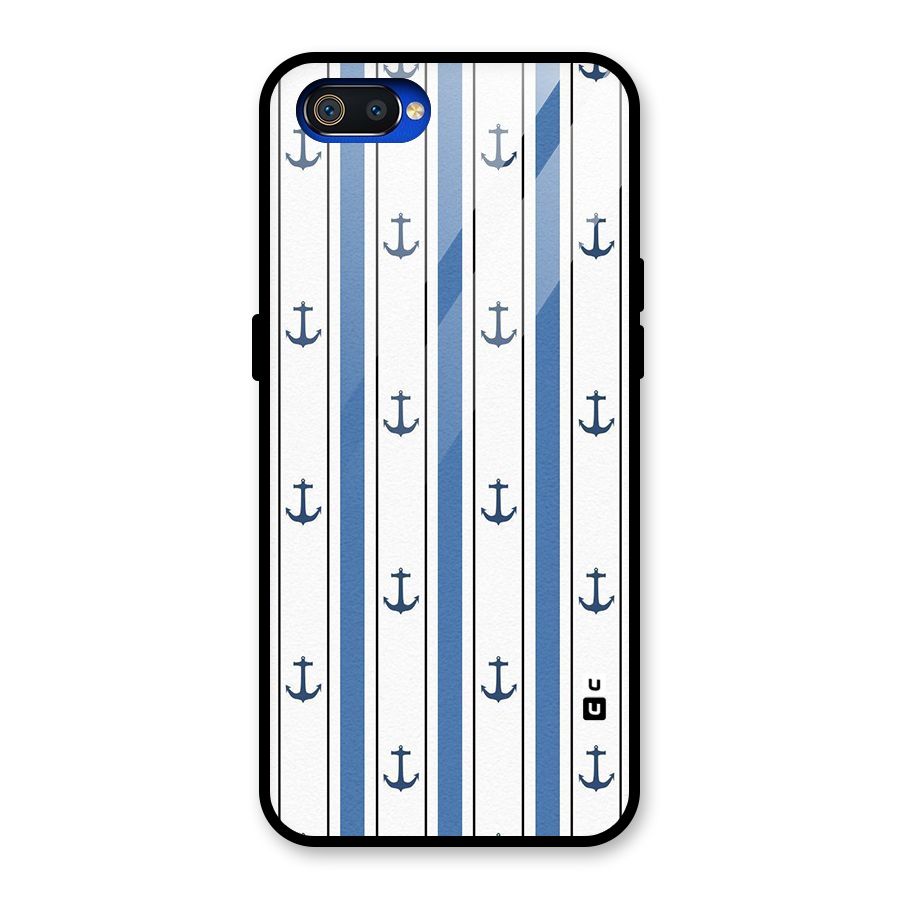 Anchor Stripe Lines Glass Back Case for Realme C2
