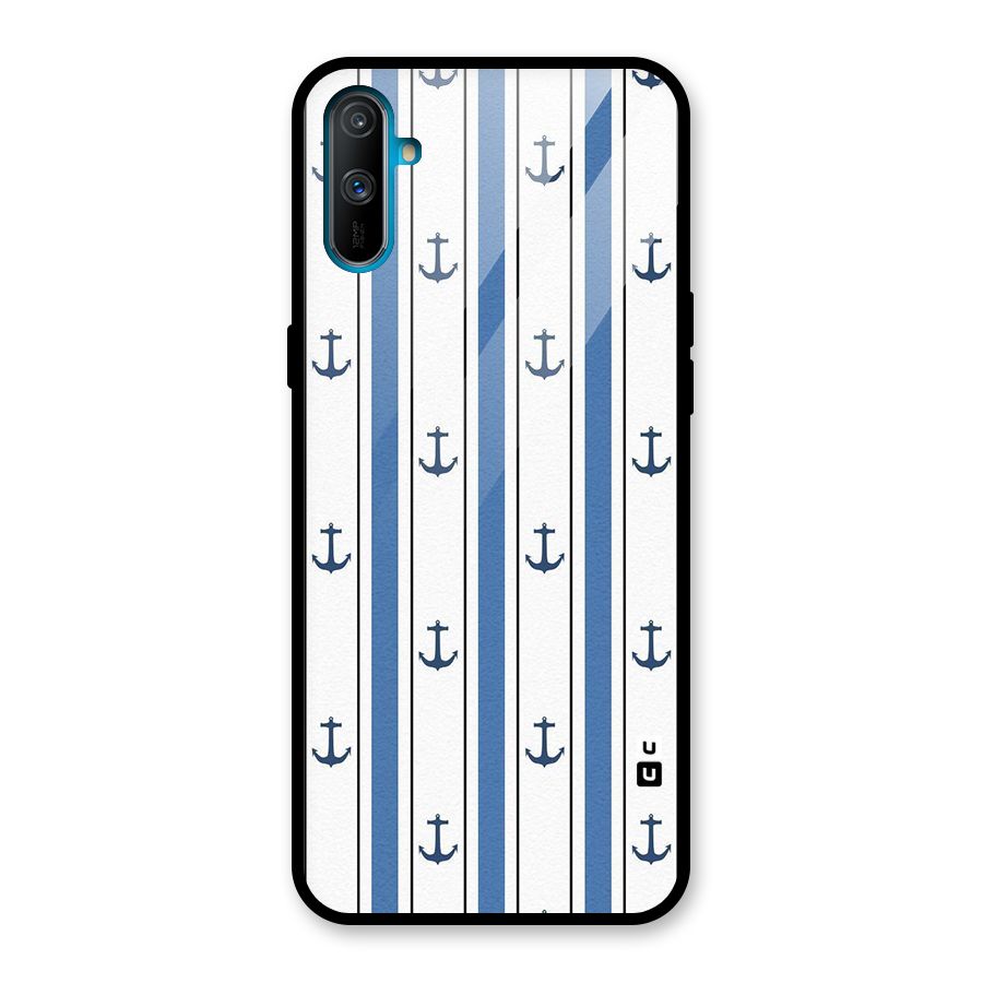 Anchor Stripe Lines Glass Back Case for Realme C3