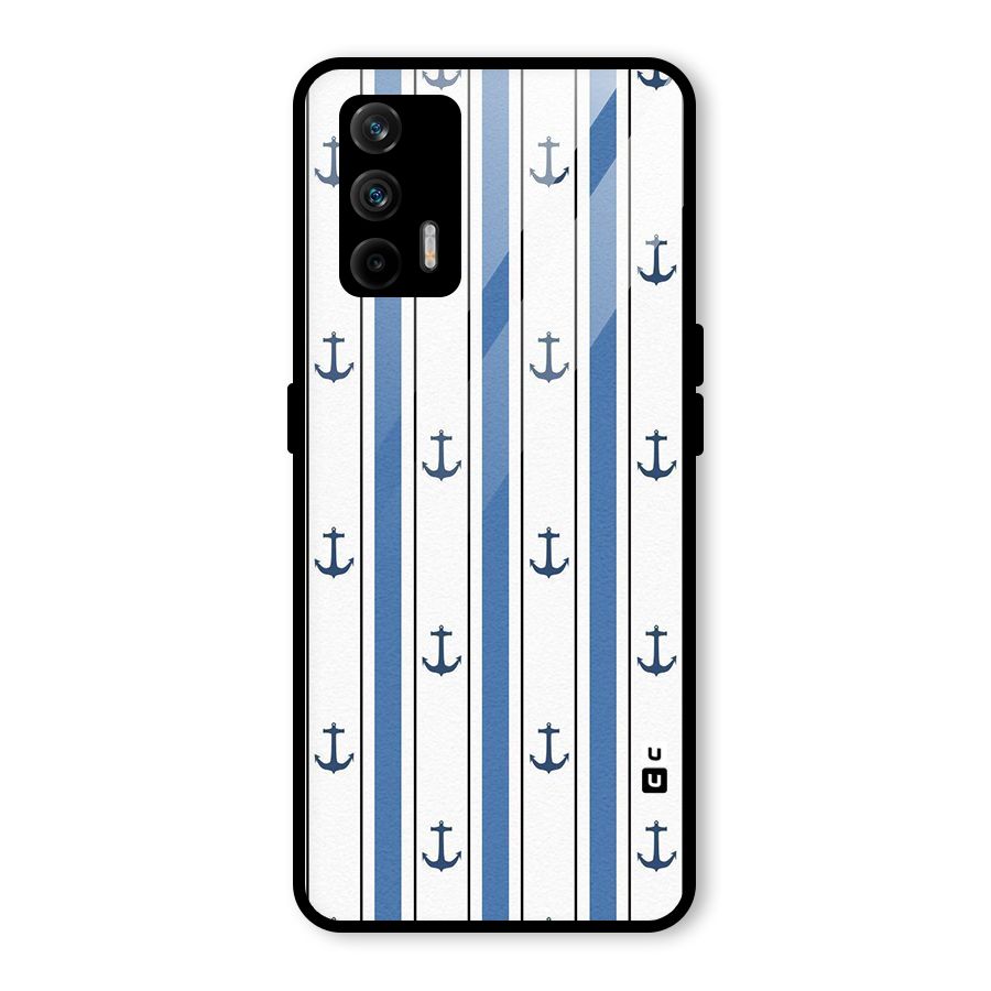 Anchor Stripe Lines Glass Back Case for Realme GT 5G