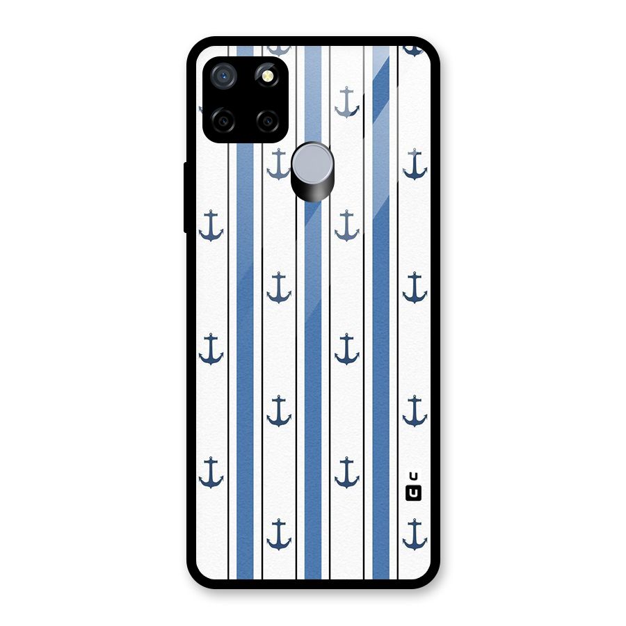 Anchor Stripe Lines Glass Back Case for Realme Narzo 20