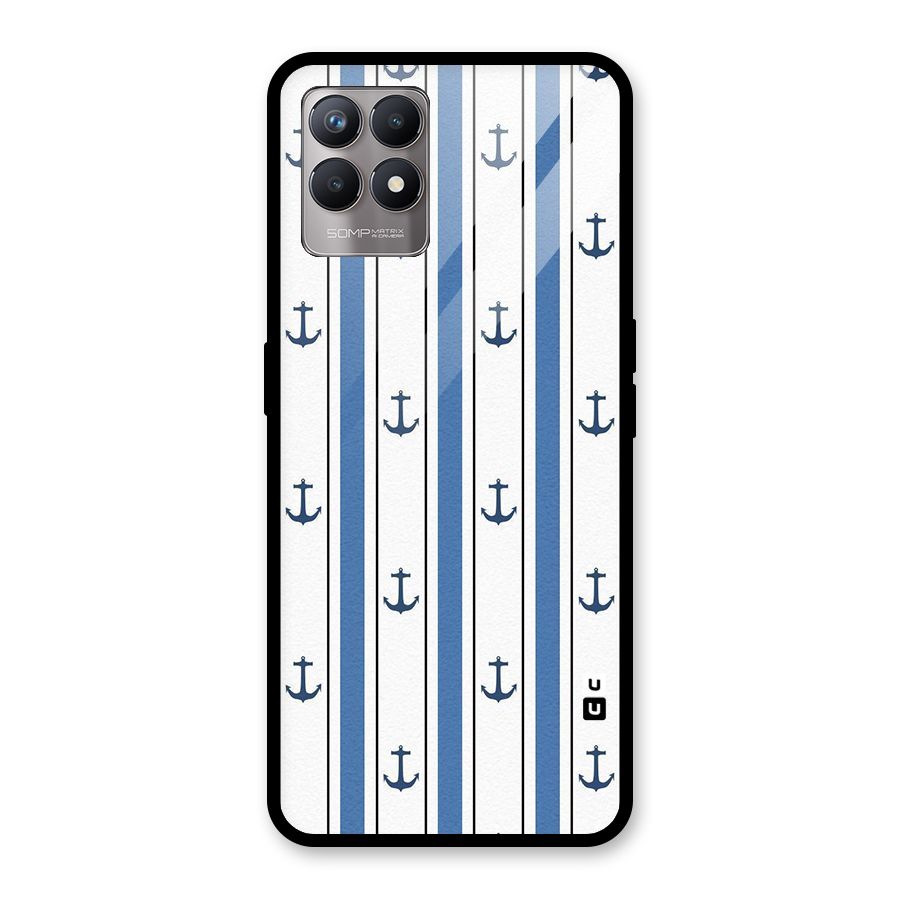 Anchor Stripe Lines Glass Back Case for Realme Narzo 50