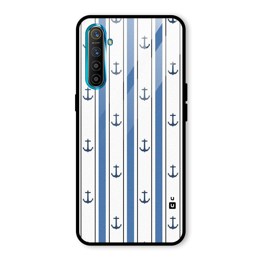 Anchor Stripe Lines Glass Back Case for Realme XT