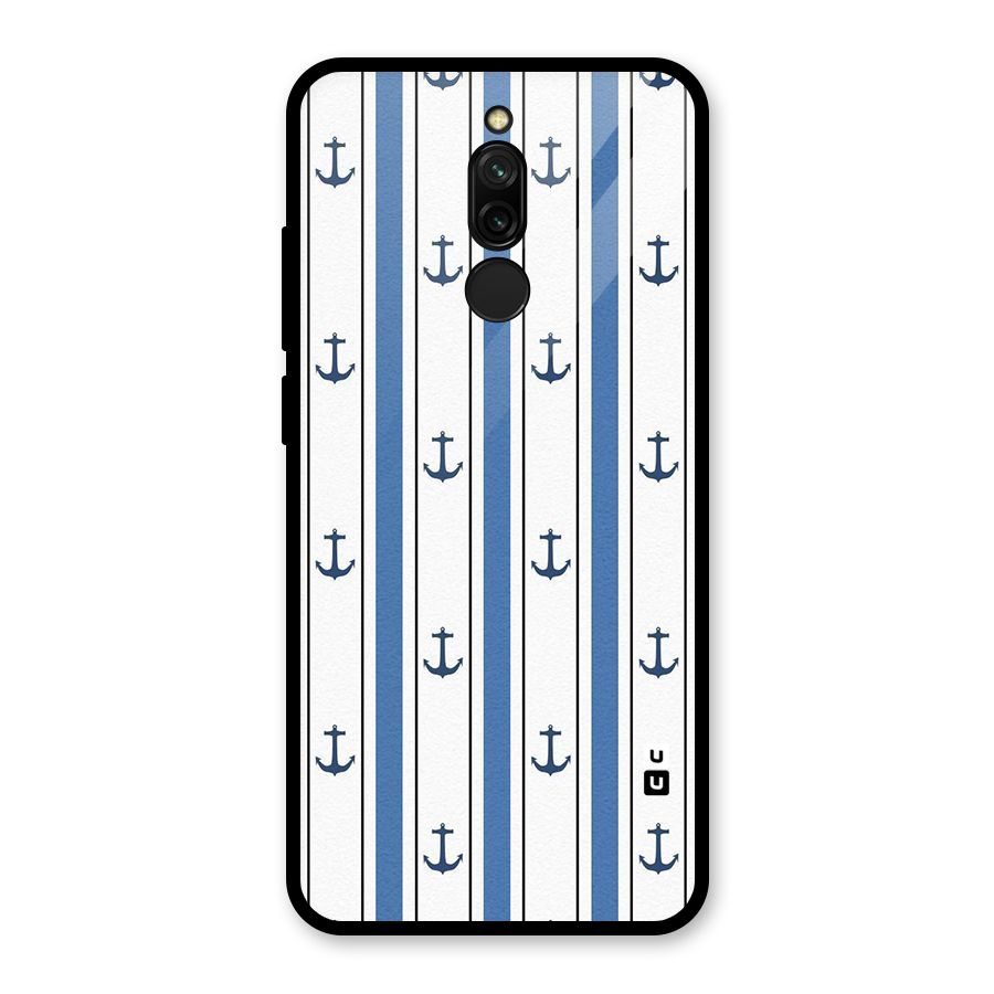 Anchor Stripe Lines Glass Back Case for Redmi 8
