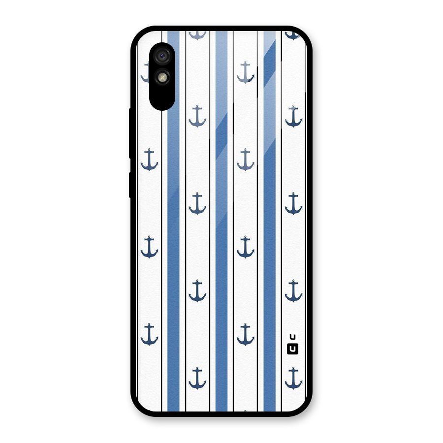 Anchor Stripe Lines Glass Back Case for Redmi 9i