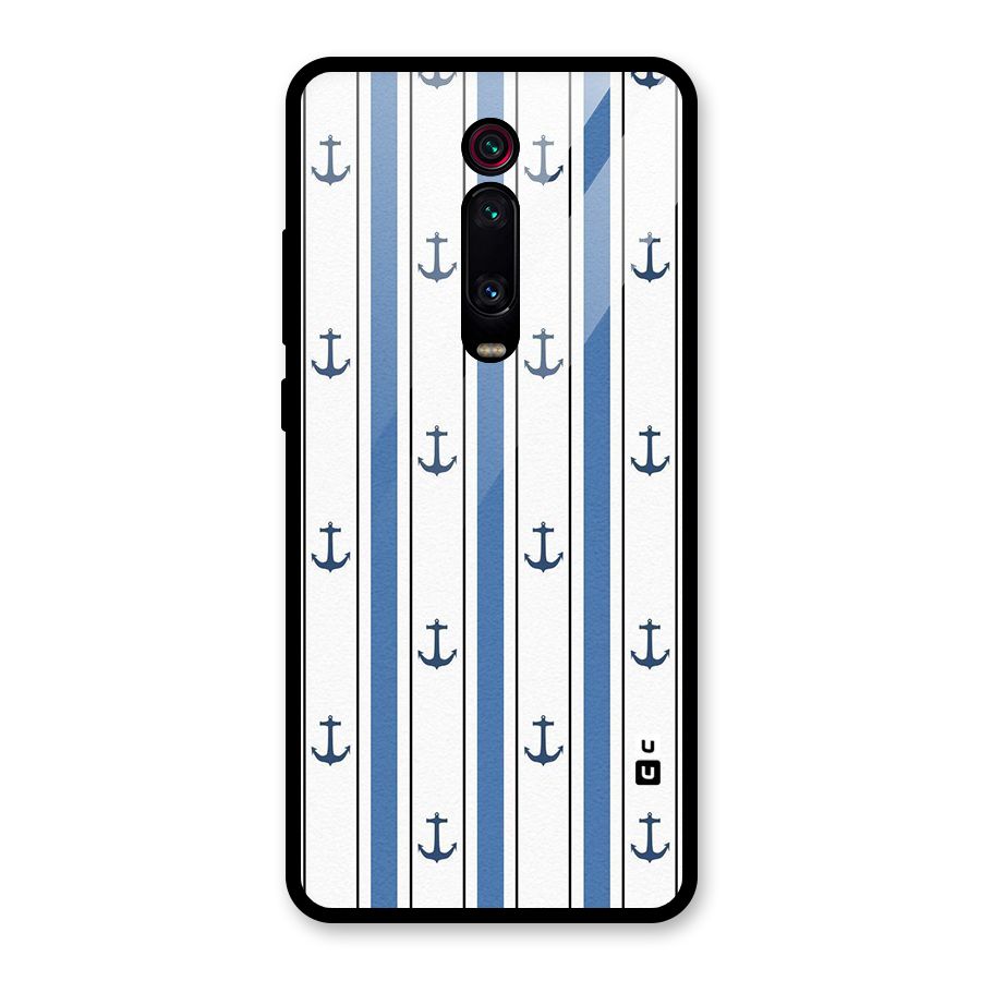 Anchor Stripe Lines Glass Back Case for Redmi K20 Pro