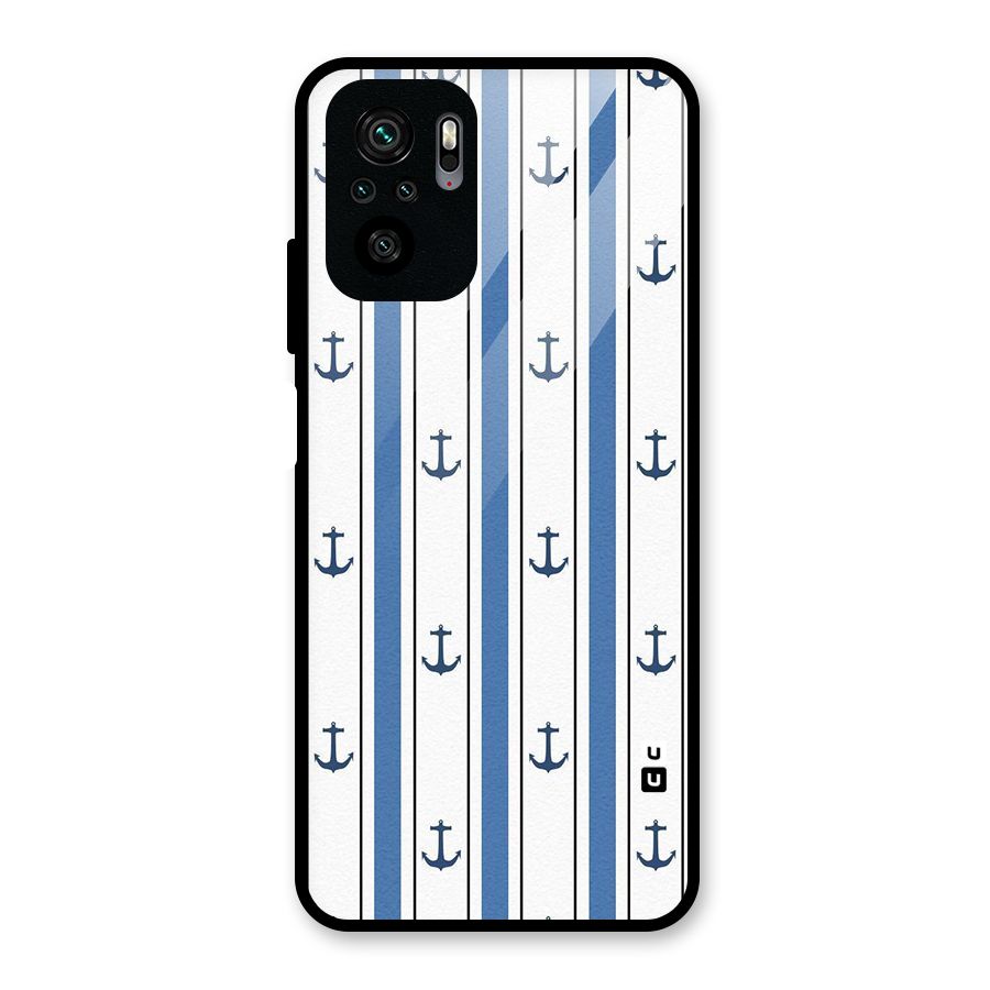 Anchor Stripe Lines Glass Back Case for Redmi Note 10S