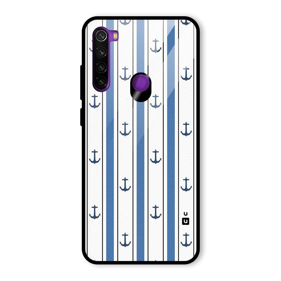 Anchor Stripe Lines Glass Back Case for Redmi Note 8