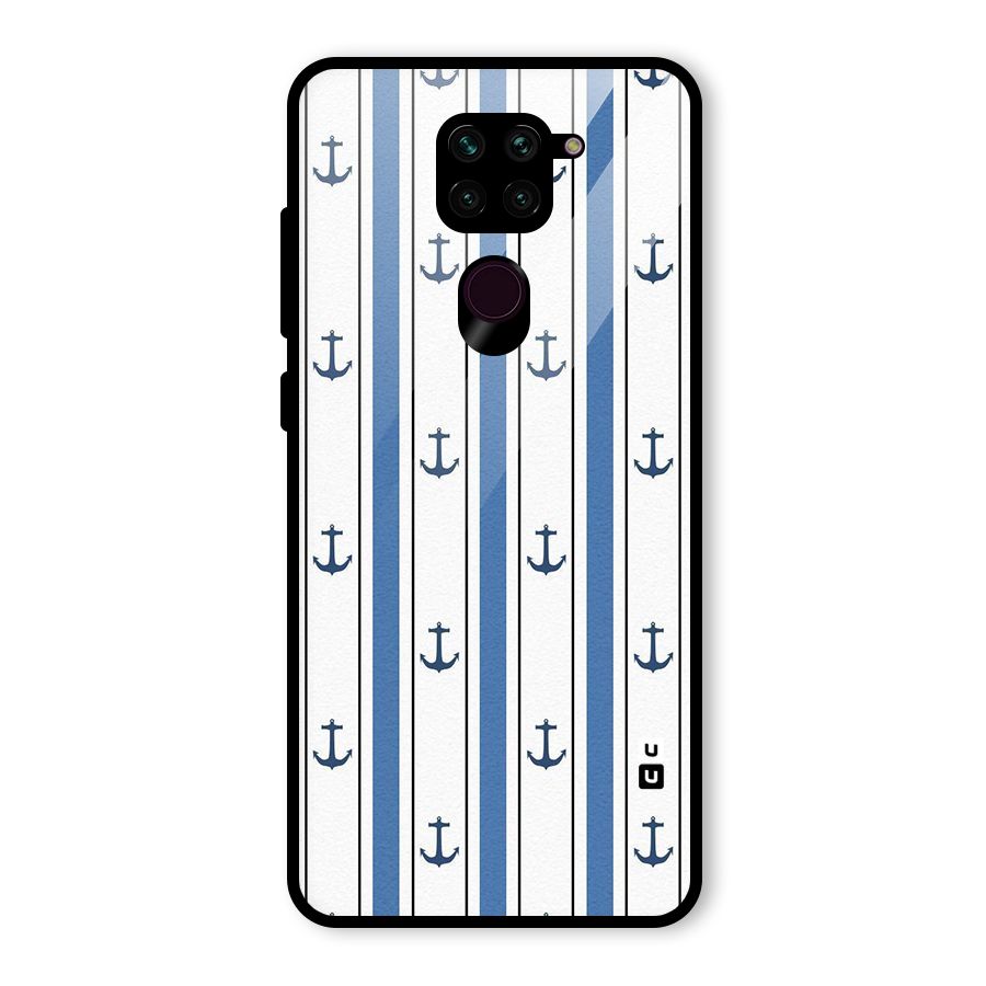 Anchor Stripe Lines Glass Back Case for Redmi Note 9