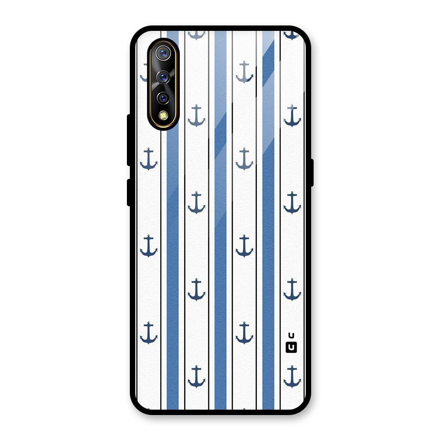 Anchor Stripe Lines Glass Back Case for Vivo S1