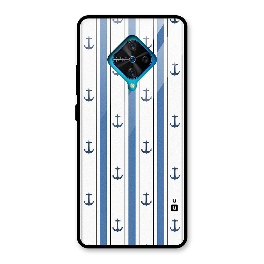 Anchor Stripe Lines Glass Back Case for Vivo S1 Pro