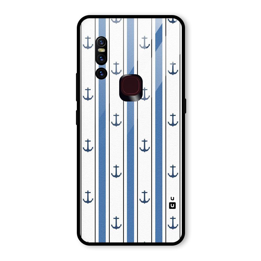 Anchor Stripe Lines Glass Back Case for Vivo V15