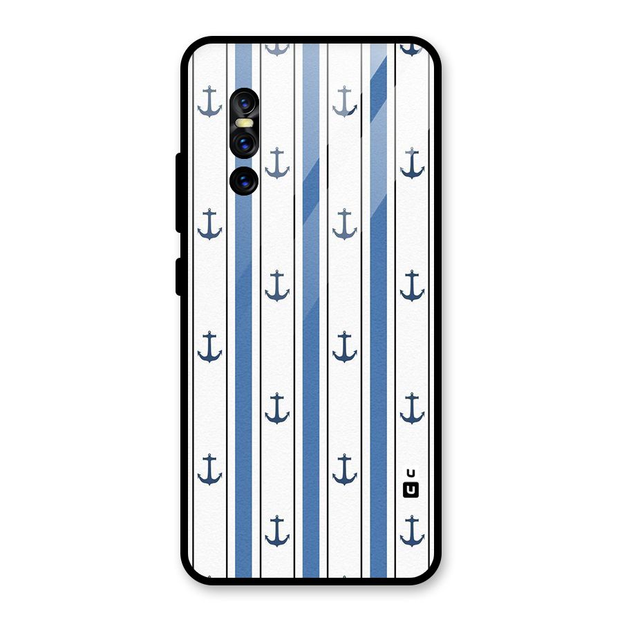 Anchor Stripe Lines Glass Back Case for Vivo V15 Pro