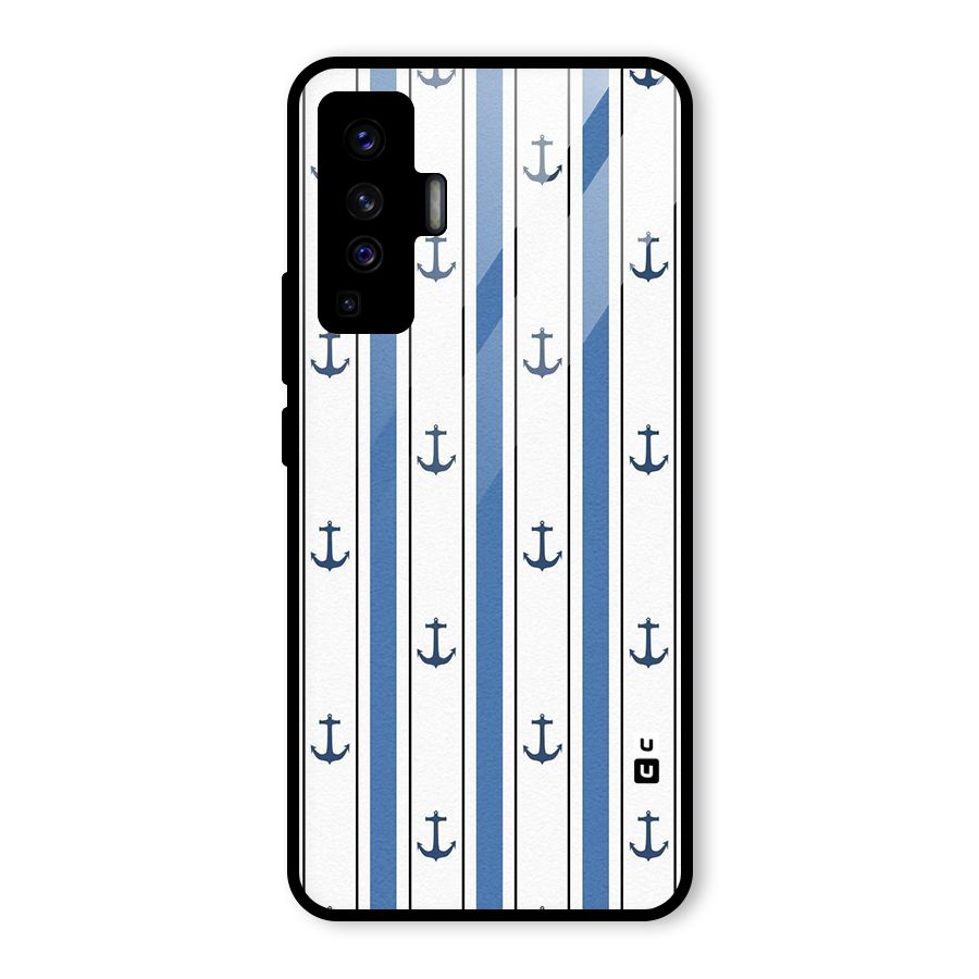 Anchor Stripe Lines Glass Back Case for Vivo X50