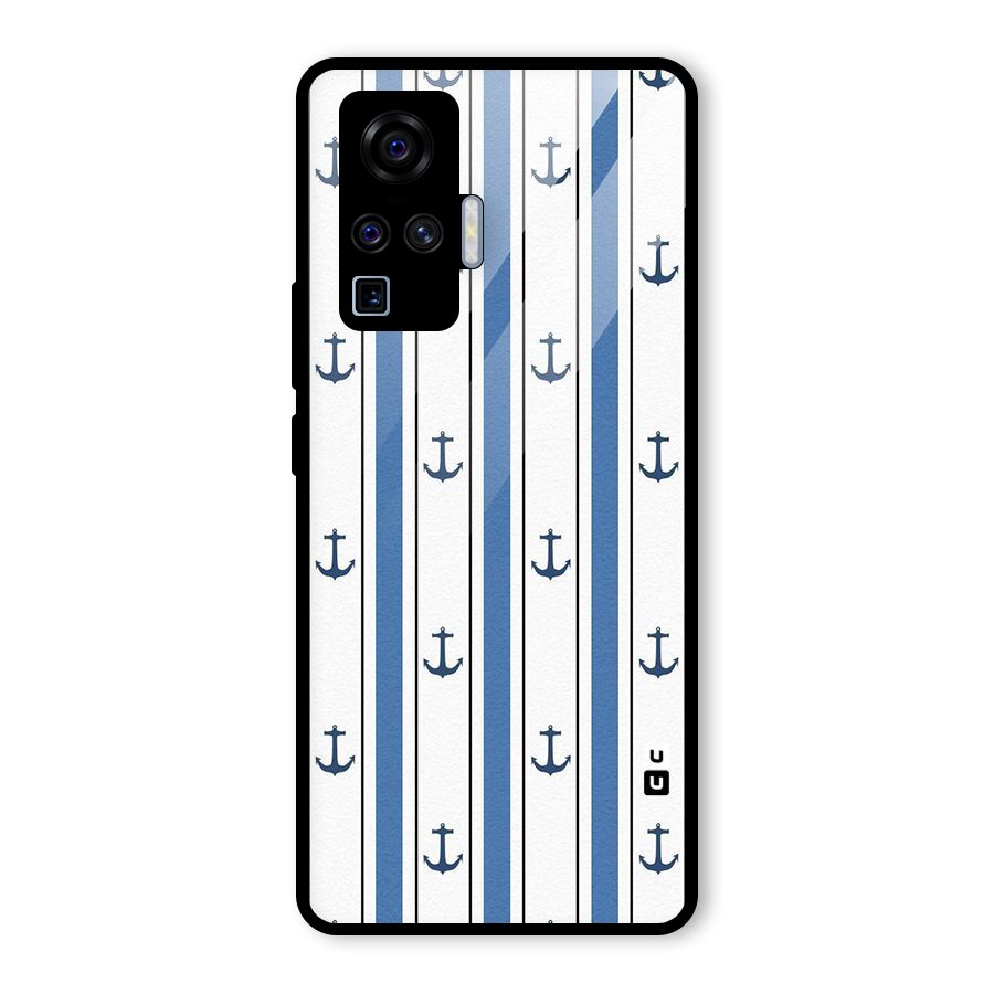 Anchor Stripe Lines Glass Back Case for Vivo X50 Pro