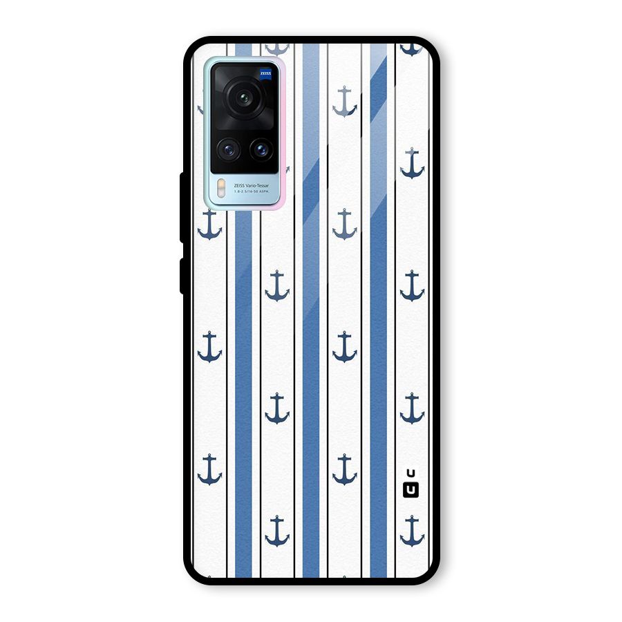 Anchor Stripe Lines Glass Back Case for Vivo X60