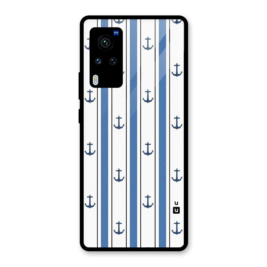 Anchor Stripe Lines Glass Back Case for Vivo X60 Pro