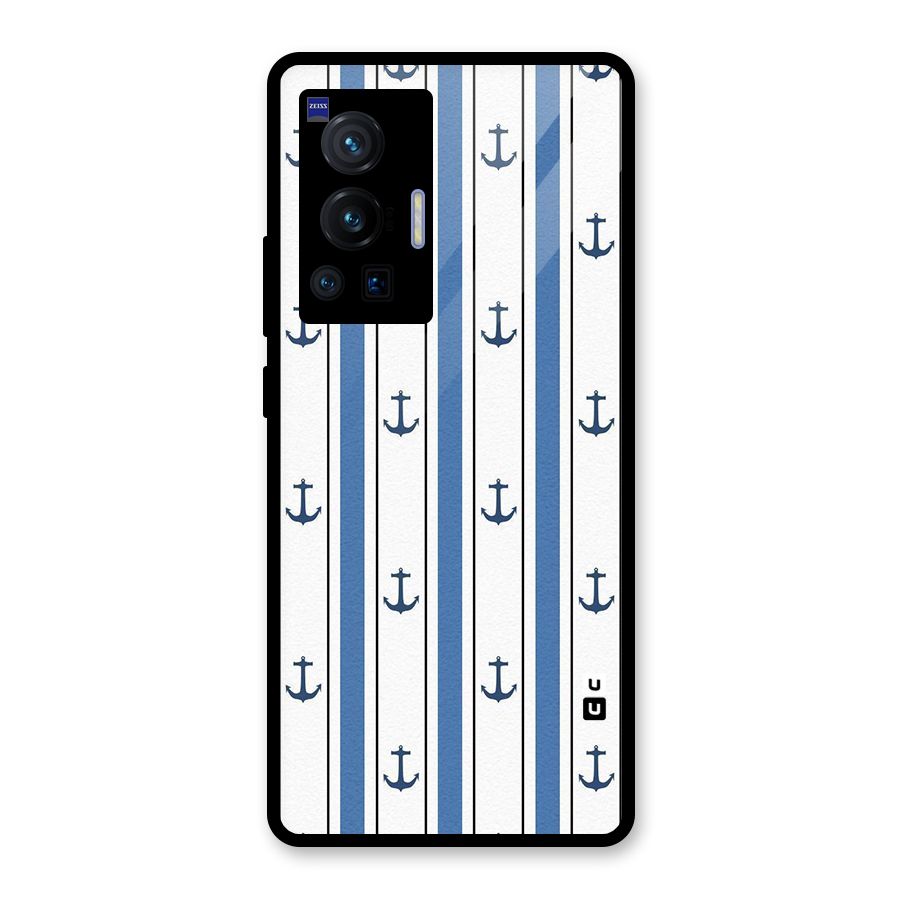 Anchor Stripe Lines Glass Back Case for Vivo X70 Pro