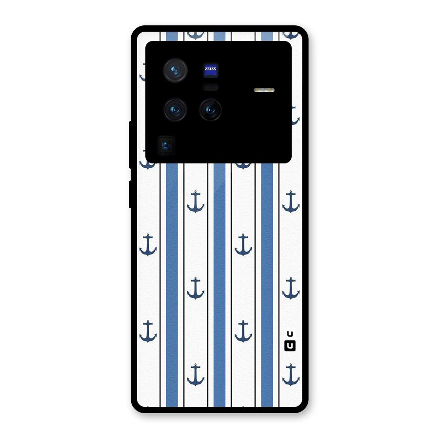 Anchor Stripe Lines Glass Back Case for Vivo X80 Pro