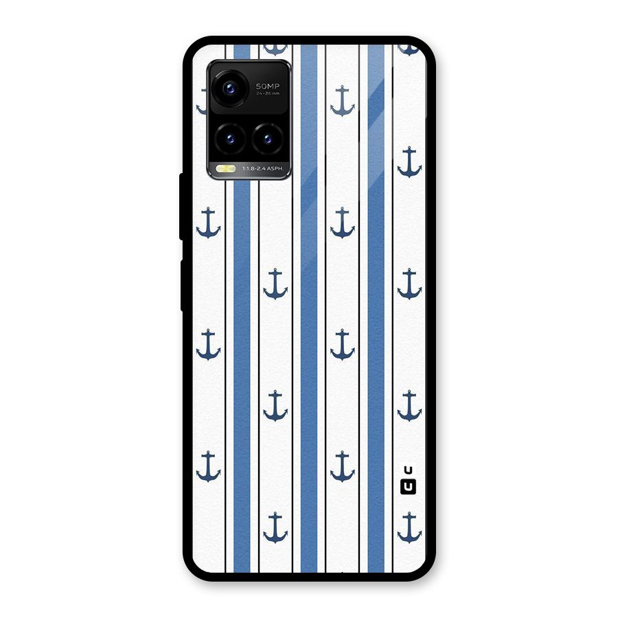 Anchor Stripe Lines Glass Back Case for Vivo Y21T