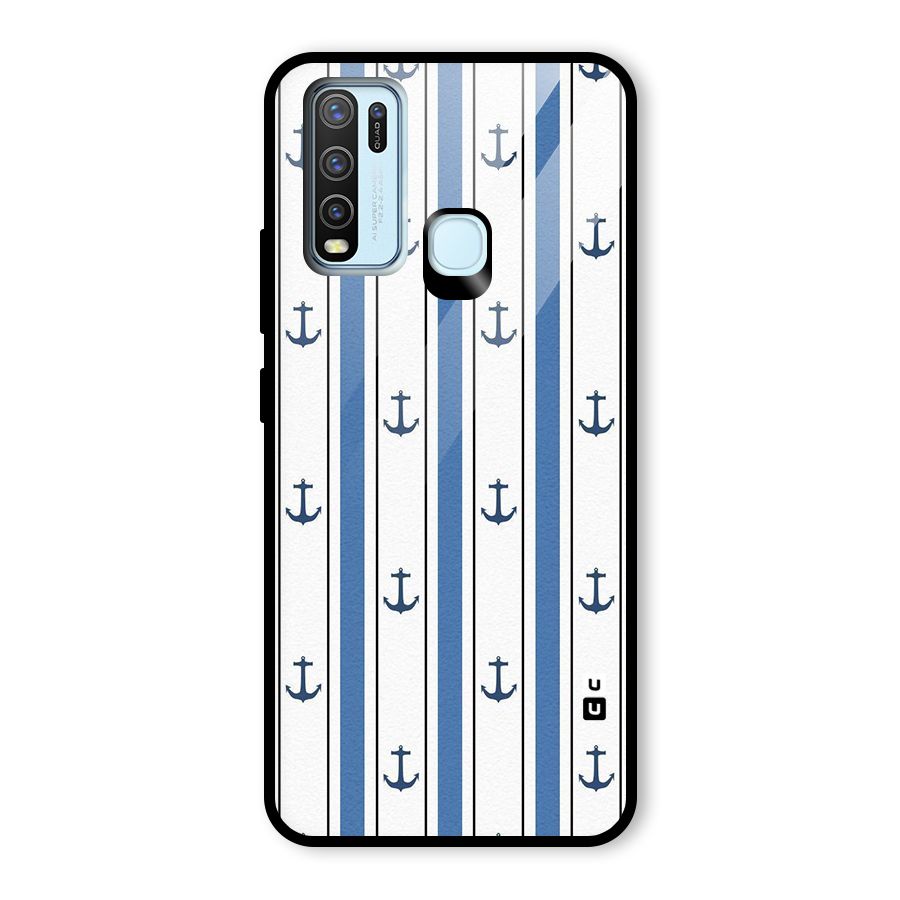 Anchor Stripe Lines Glass Back Case for Vivo Y50