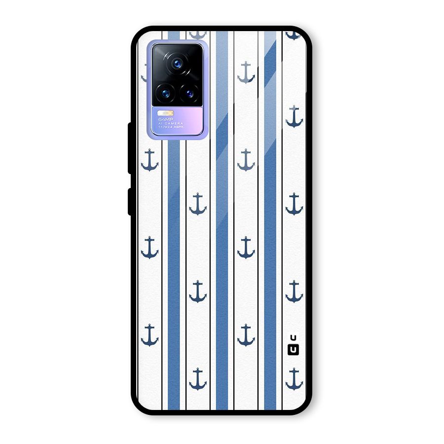 Anchor Stripe Lines Glass Back Case for Vivo Y73