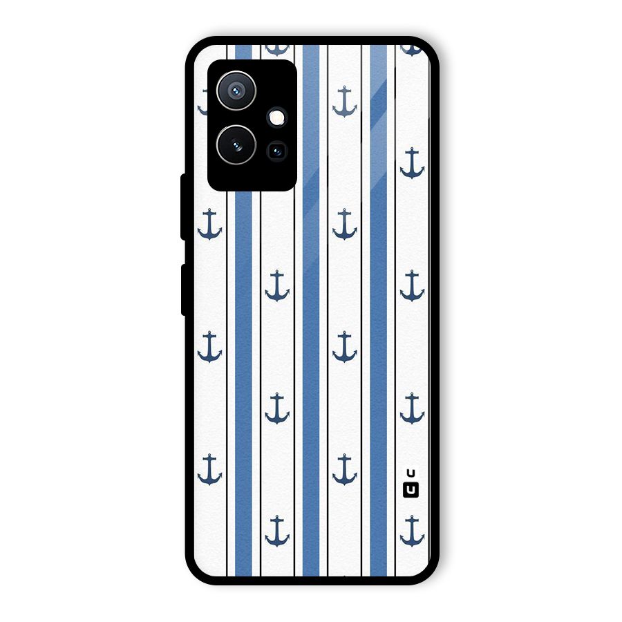 Anchor Stripe Lines Glass Back Case for Vivo Y75 5G