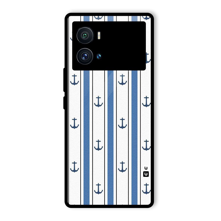 Anchor Stripe Lines Glass Back Case for Vivo iQOO 9 Pro