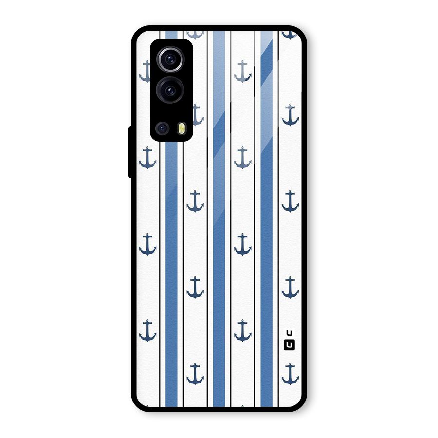Anchor Stripe Lines Glass Back Case for Vivo iQOO Z3