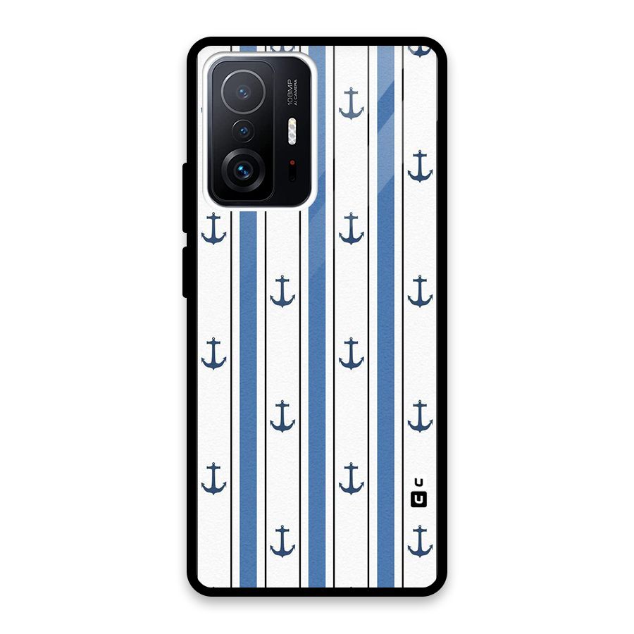 Anchor Stripe Lines Glass Back Case for Xiaomi 11T Pro