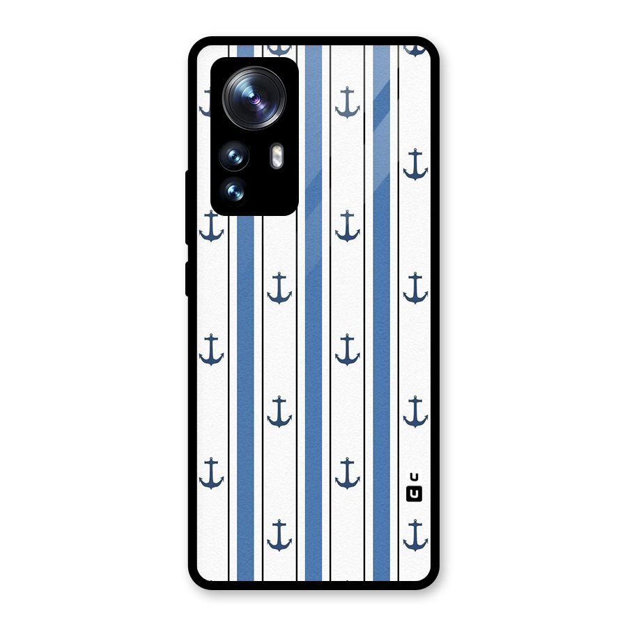 Anchor Stripe Lines Glass Back Case for Xiaomi 12 Pro