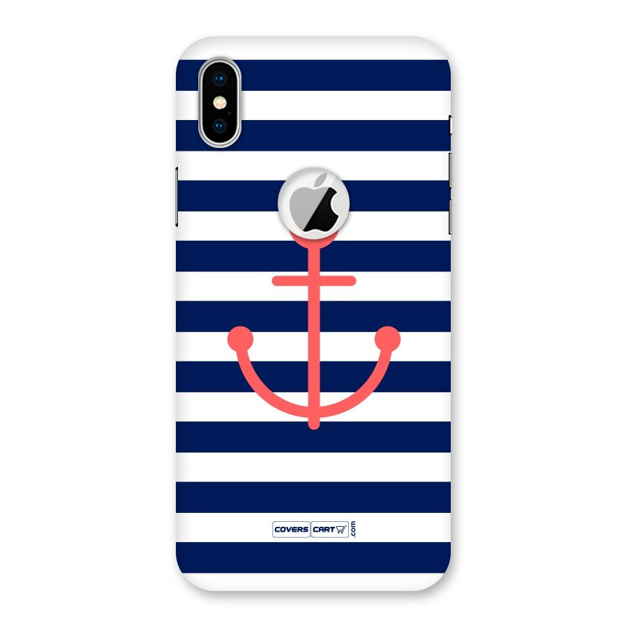 Anchor Stripes Back Case for iPhone XS Logo Cut