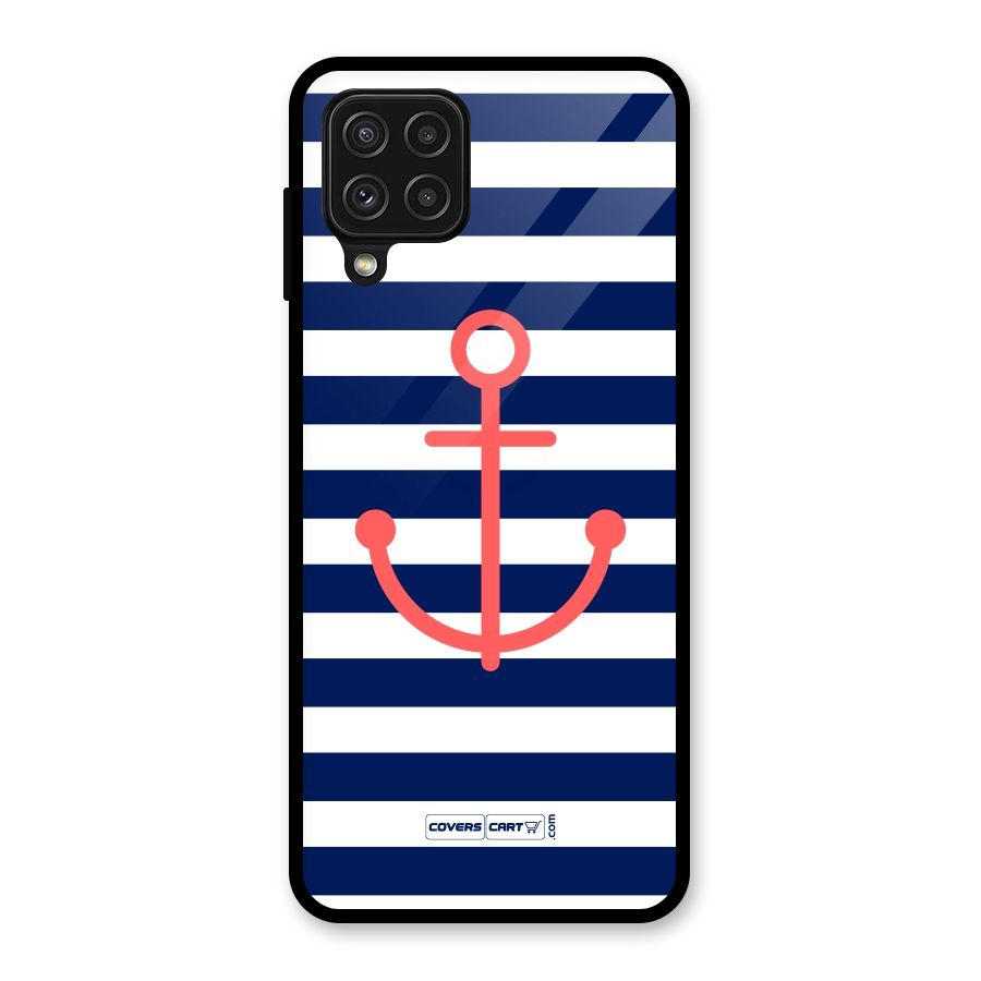 Anchor Stripes Glass Back Case for Galaxy A22 4G