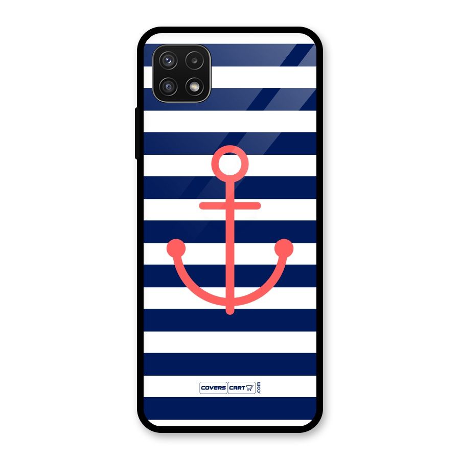 Anchor Stripes Glass Back Case for Galaxy A22 5G