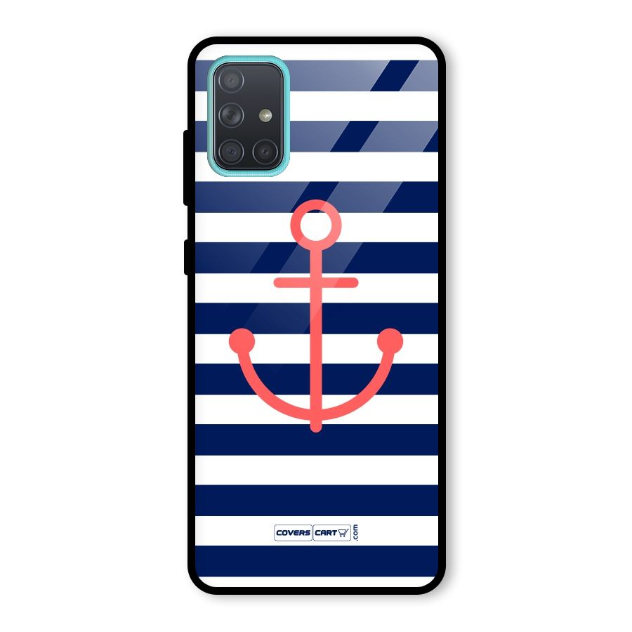 Anchor Stripes Glass Back Case for Galaxy A71