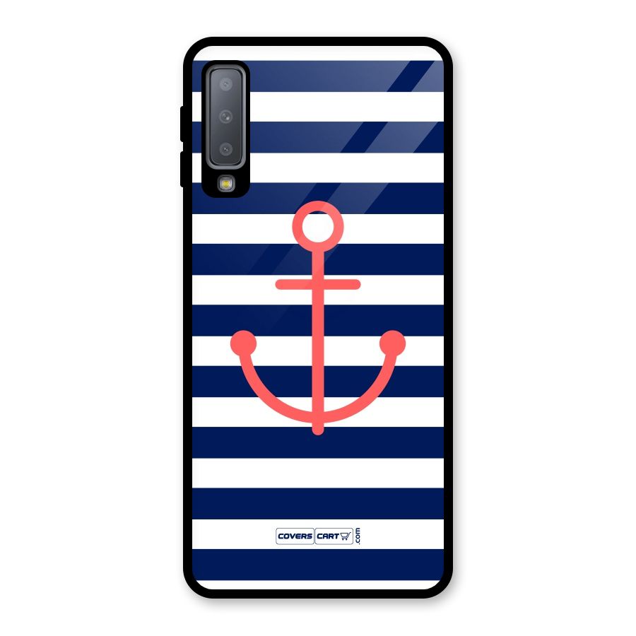 Anchor Stripes Glass Back Case for Galaxy A7 (2018)